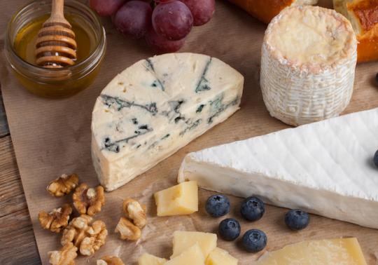 an assortment of Michigan cheeses